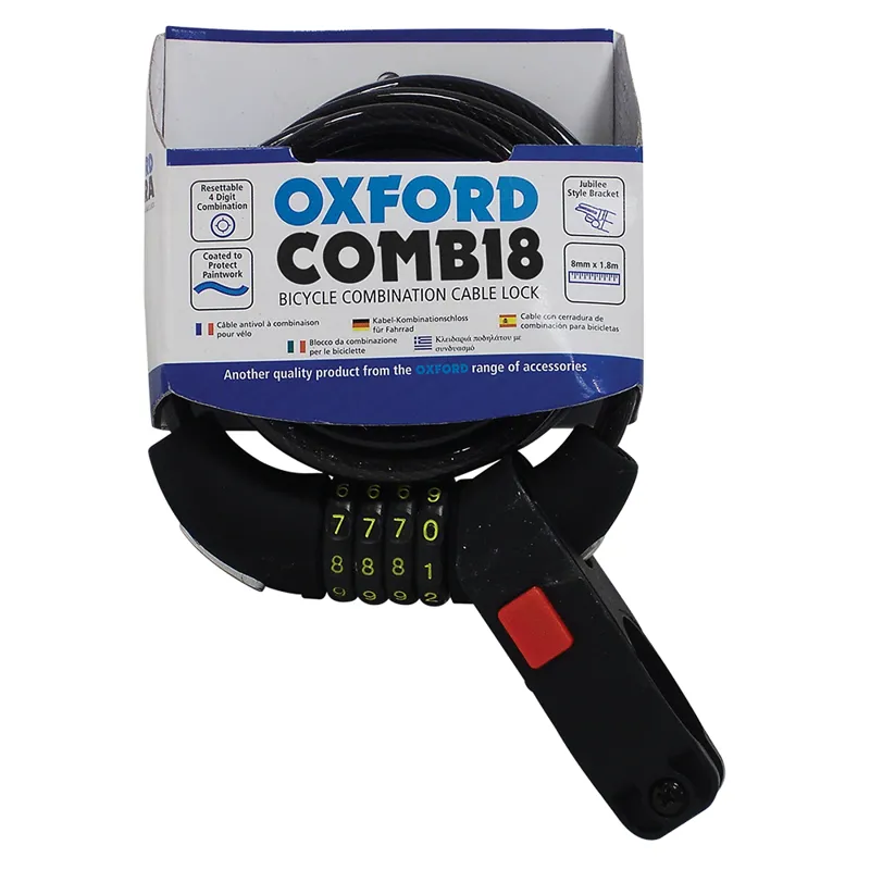 Oxford Combi 8mm X 1800mm Resettable Combi Lock in Black