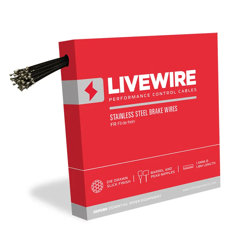 Oxford LiveWire Stainless Steel Barrel Only Brake Wires in Black