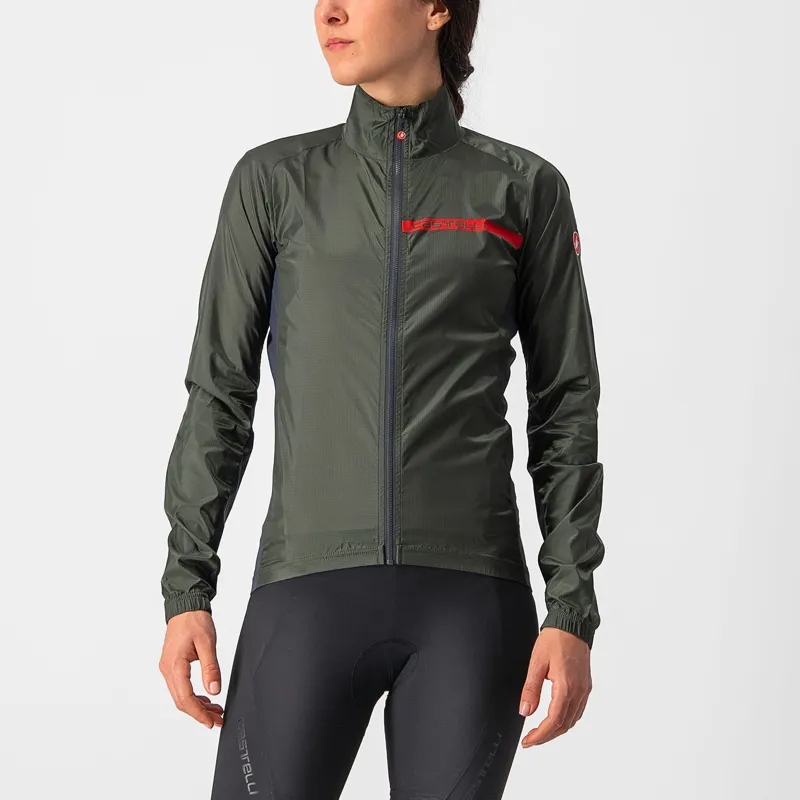 Castelli Squadra Stretch Womens Jacket in Military Green/Dark Grey