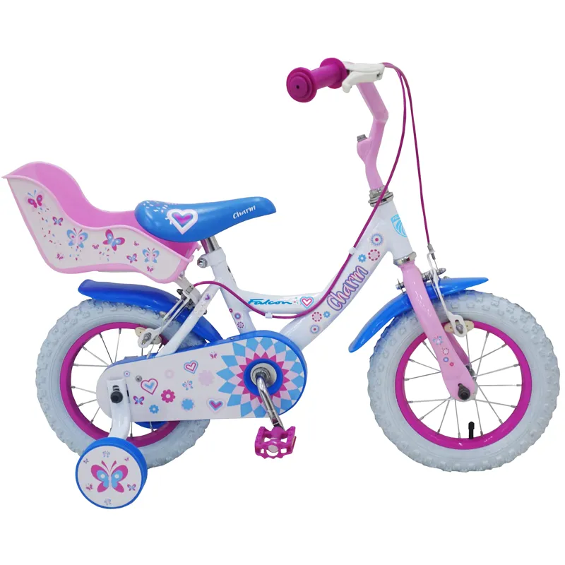 Falcon Charm 12in Childrens Bike in White/Pink/Blue