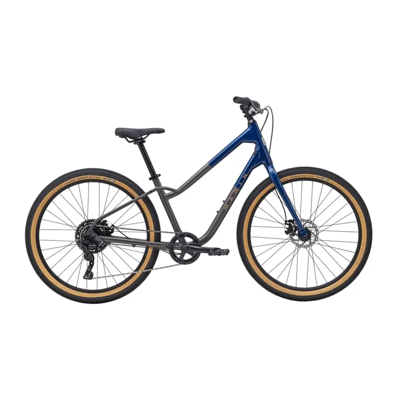 Marin Stinson 2 Hybrid Bike in Gloss Charcoal/Blue/Tan
