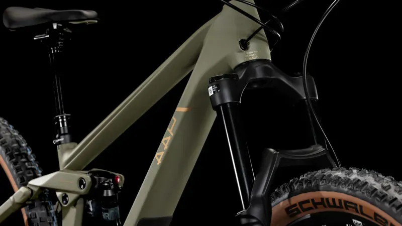 Cube Stereo One44 HPC Rookie Kids Bike in Dusty Olive/Gold-6