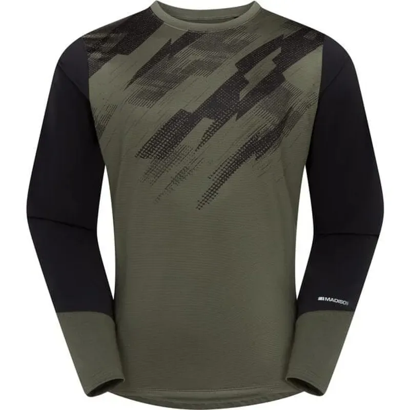 Madison Flux Men's Long Sleeve Trail Jersey In Midnight Green/Black