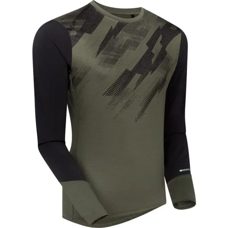 Madison Flux Men's Long Sleeve Trail Jersey In Midnight Green/Black-1
