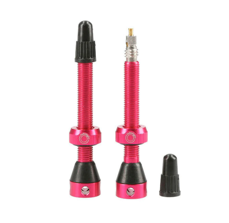 Tubolight Tubeless 50mm Valve Pair in Pink
