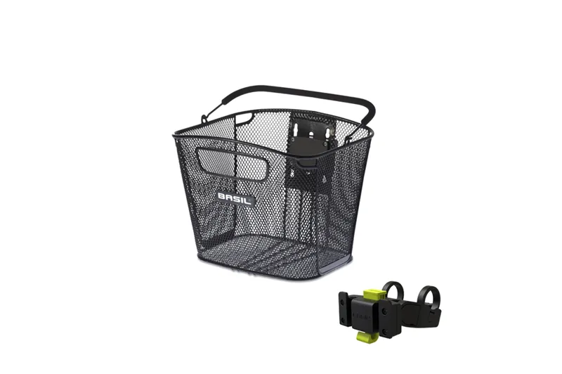 Basil Bold Front Basket With Kf Holder - Black