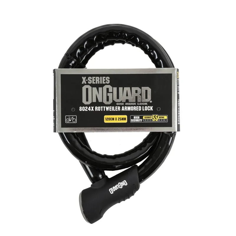 OnGuard X Rottweiler 8024 Armoured Cable Lock 1200 X 25mm Black 1200mm