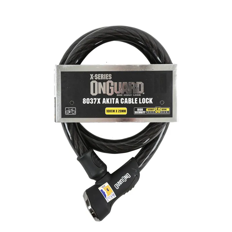 OnGuard X Akita 8037 Cable Lock 1000 X 20mm Black 1000mm