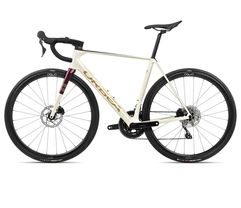 Orbea Orca M35 Road Bike In White Burgundy/Vulca-1