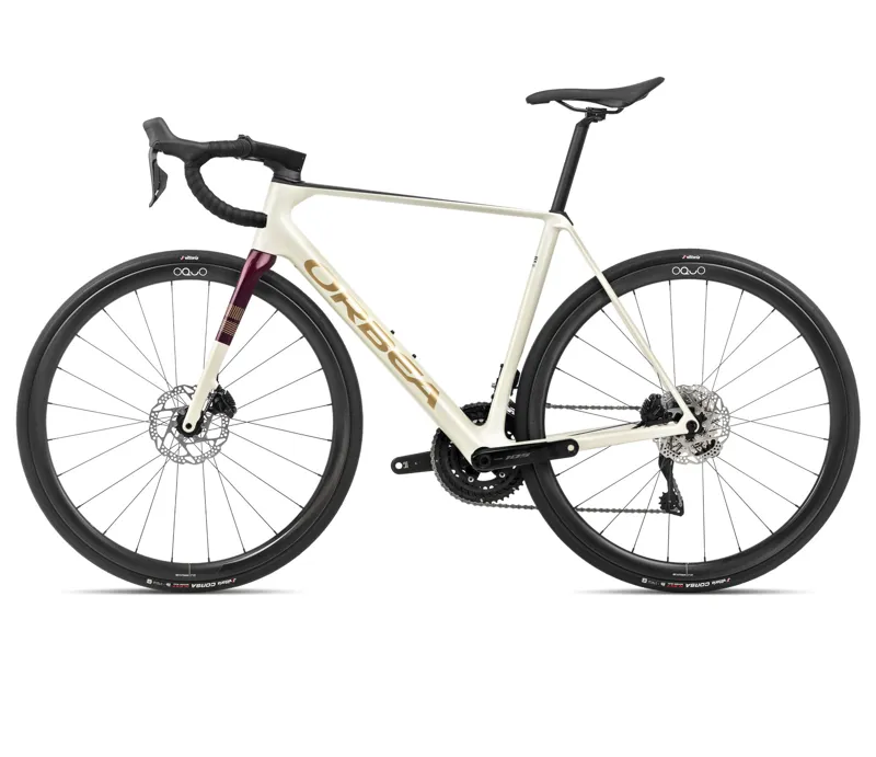 Orbea Orca M35i Road Bike In Ivory White-Burgundy/Vulcano-1