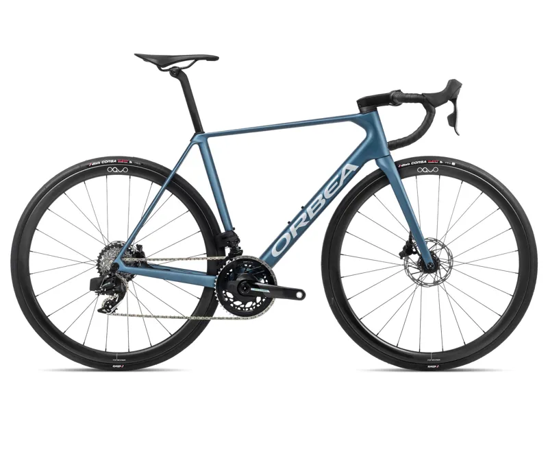 Orbea Orca M21eteam Pwr Road Bike In Slate Blue/Halo Silver