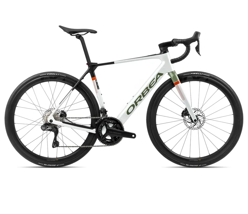 Orbea Gain M20i Electric Road Bike in White Chic/Green Artichoke
