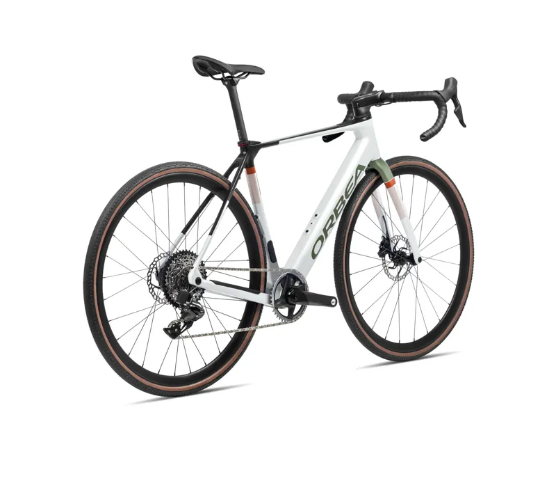 Orbea Gain M31e 1x Electric Road Bike in White Chic/Green Artichoke-2