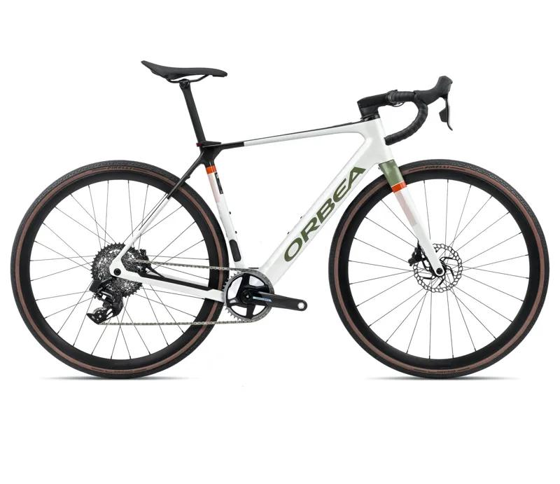 Orbea Gain M21e 1x Electric Road Bike in White Chic/Green Artichoke