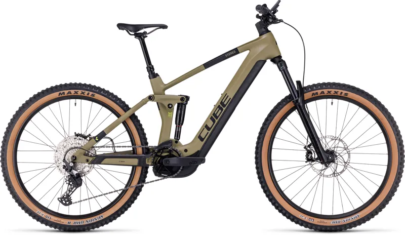 Cube Stereo Hybrid 160 HPC Race 750 Electric Mountain Bike in Olive