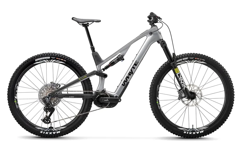 Whyte Bikes ELyte 150 RSX Trail/Enduro E-bike in Gloss Silver w/ UD Carbon